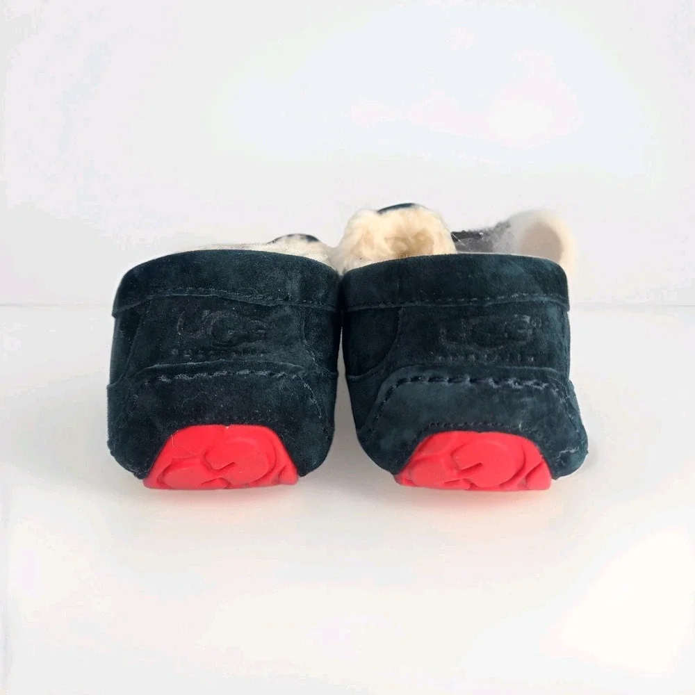 UGG Men's Ascot Slippers Indoor Outdoor Black Suede Slip On Shoes‎ Sherpa 10